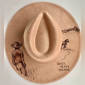 Wide brim felt hat, QUIET HEAVY DREAMS, Zach Bryan inspired